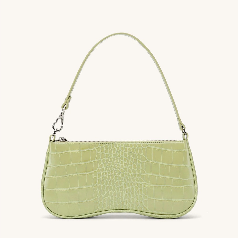 JW Pei Eva Shoulder Handbag in Sage Green Croc